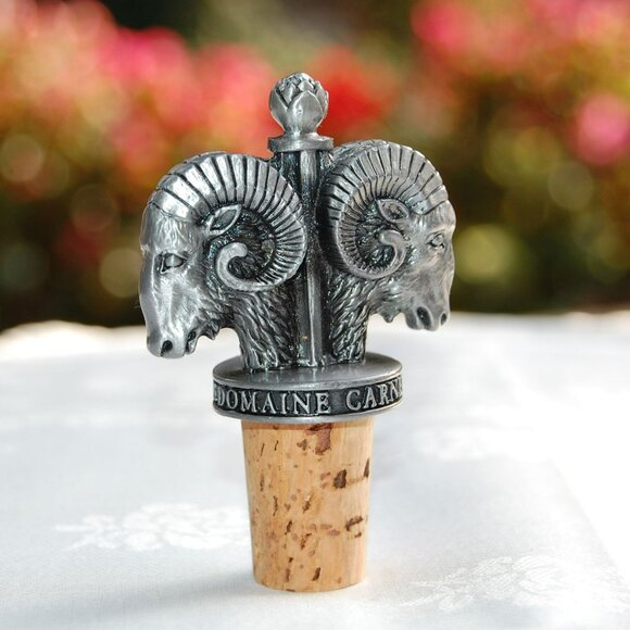 Domaine Carneros By Taittinger Pewter Ram's Head Wine Bottle Stopper With Cork - Picture 2 of 8